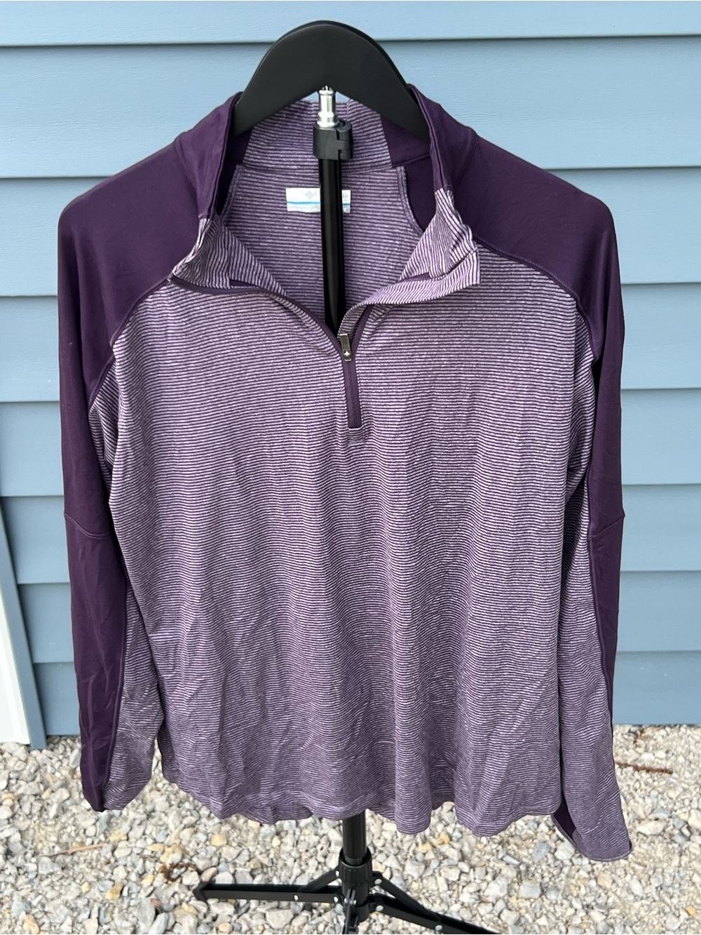 Columbia Purple Striped Quarter-Zip Pullover